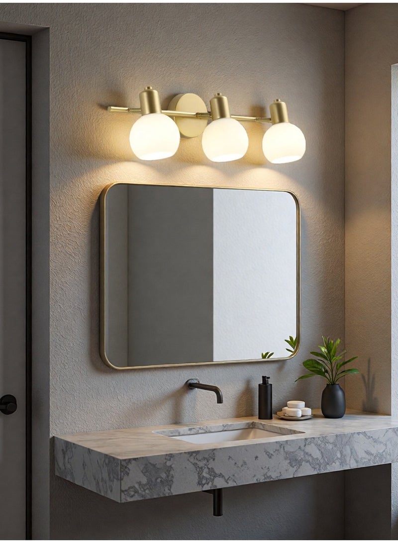 Golden Three-Head Mirror Lamp. Equipped with 3 color modes and 180° adjustable lamp arm. Suitable for bathrooms and dressing rooms. - Image 5